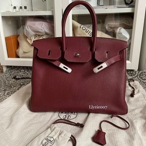 SOLD Hermès Birkin 35 rouge H / bordeux Fjord PHW